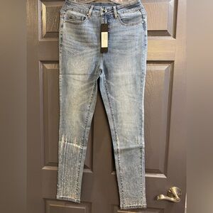 Women's Light Blue Skinny Jeans With Bling